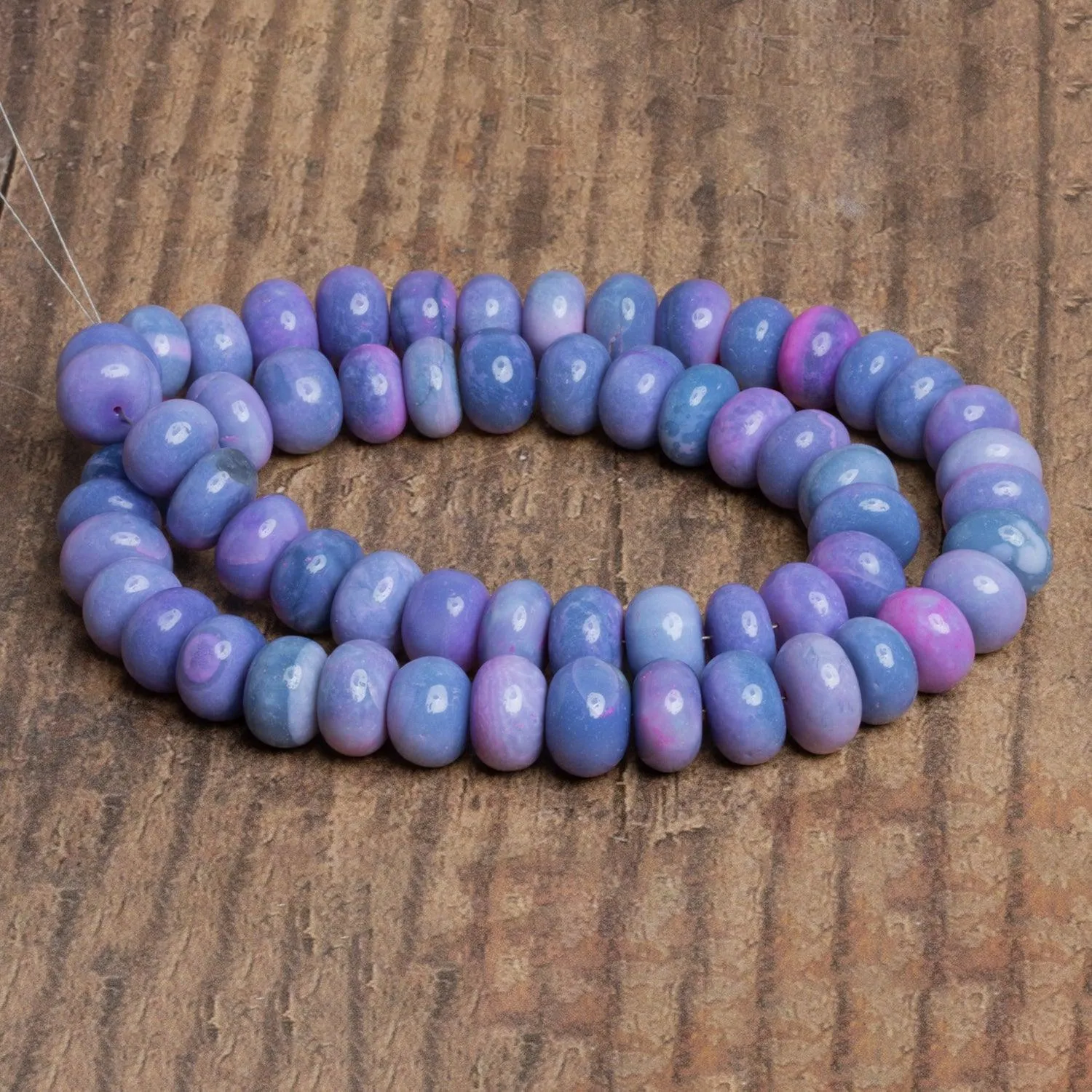 10-11mm Purple Opal Plain Rondelles 16 inch 55 beads