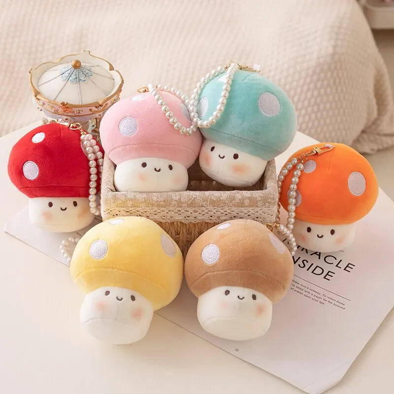 10cm Kawaii Mushroom Pearl Ring Plushie