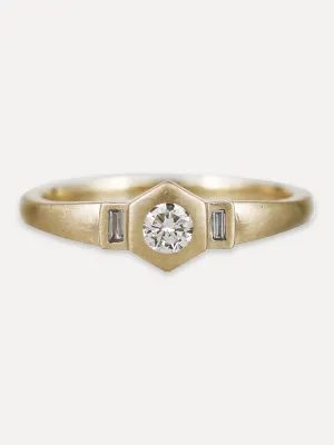 14K Brilliant Round Triplet Ring - Diamond