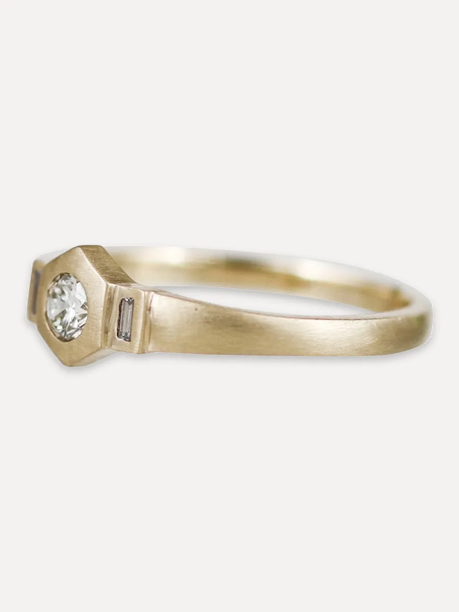 14K Brilliant Round Triplet Ring - Diamond