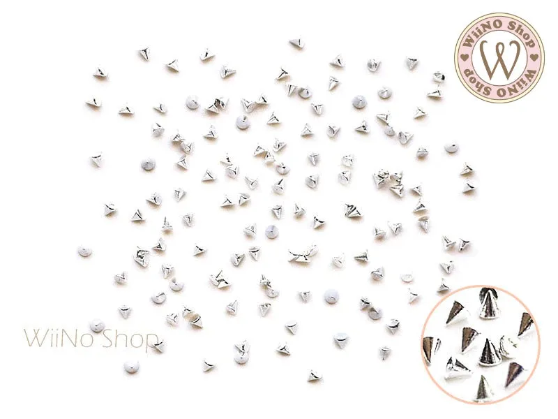 1.5mm Silver Mini Spikes Metal Studs - 20 pcs