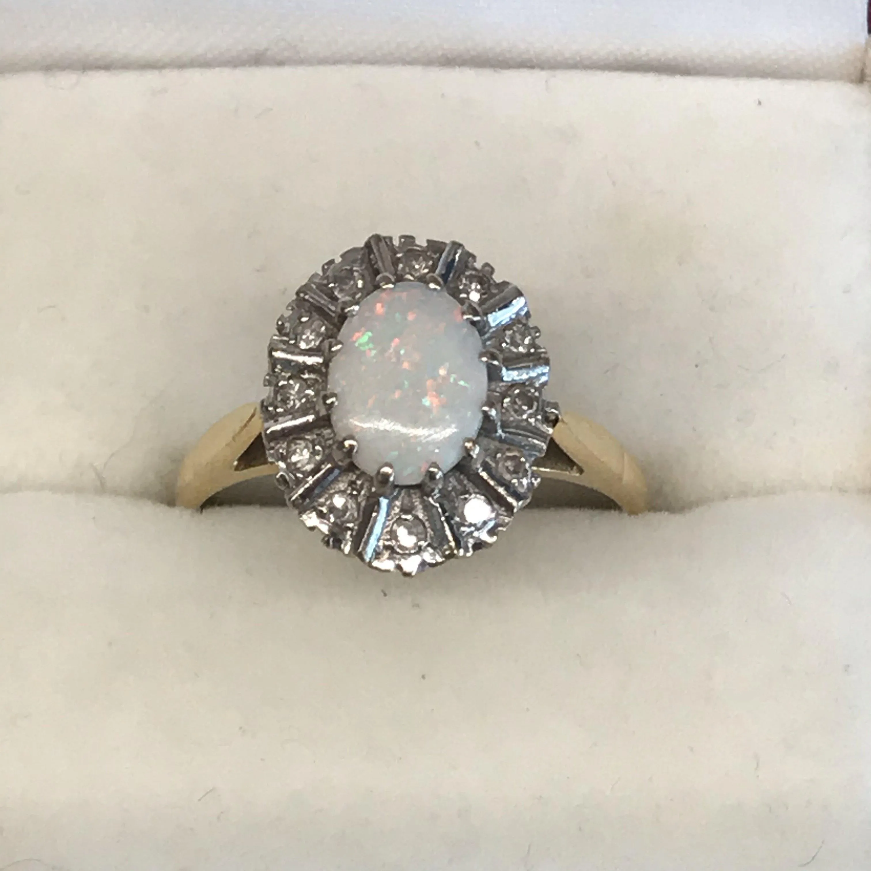 18K Opal and Diamond Ring from England