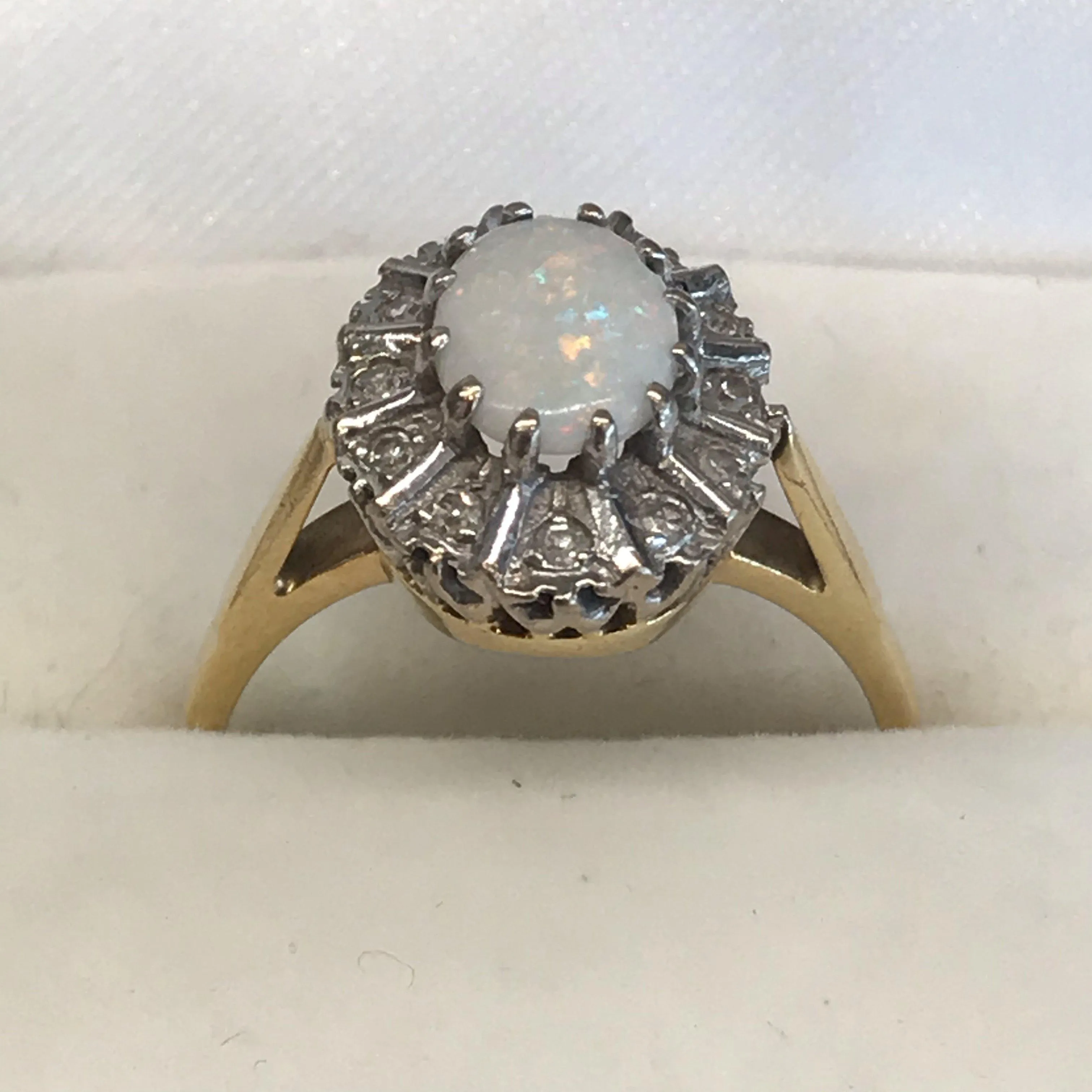 18K Opal and Diamond Ring from England