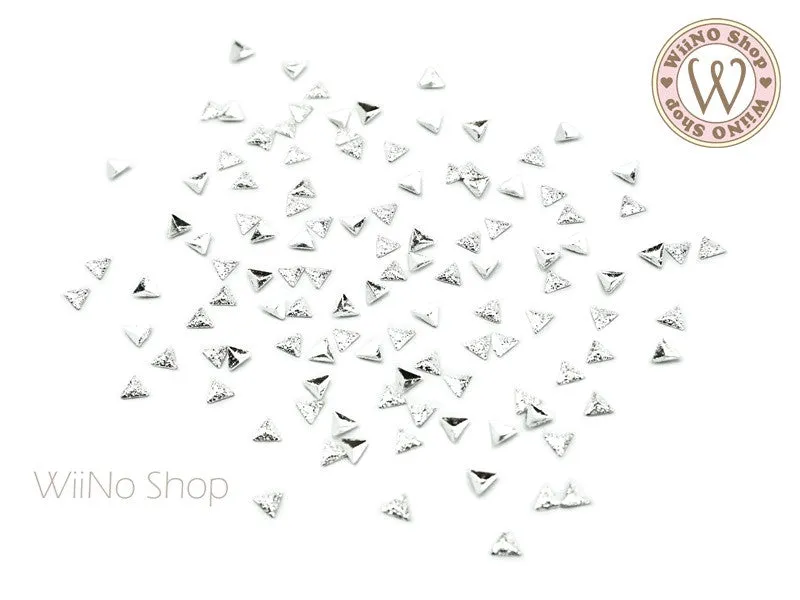 3mm Silver Textured Triangle Metal Studs - 25 pcs