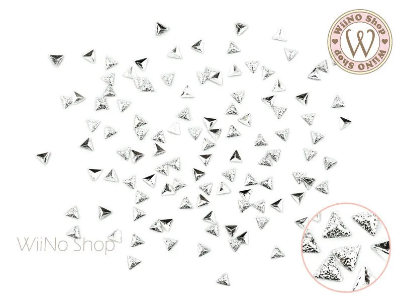 3mm Silver Textured Triangle Metal Studs - 25 pcs