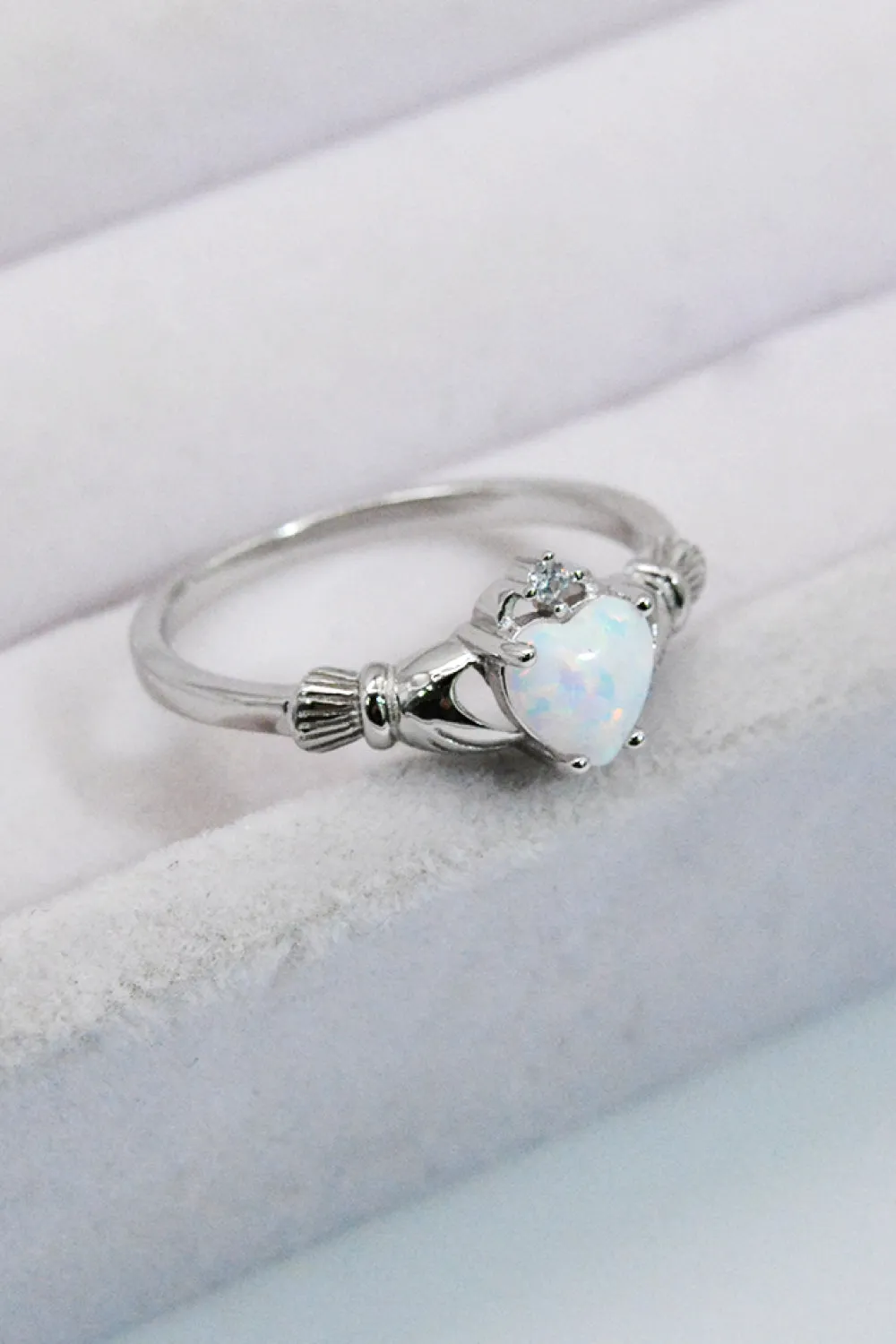 925 Sterling Silver Heart Opal Ring