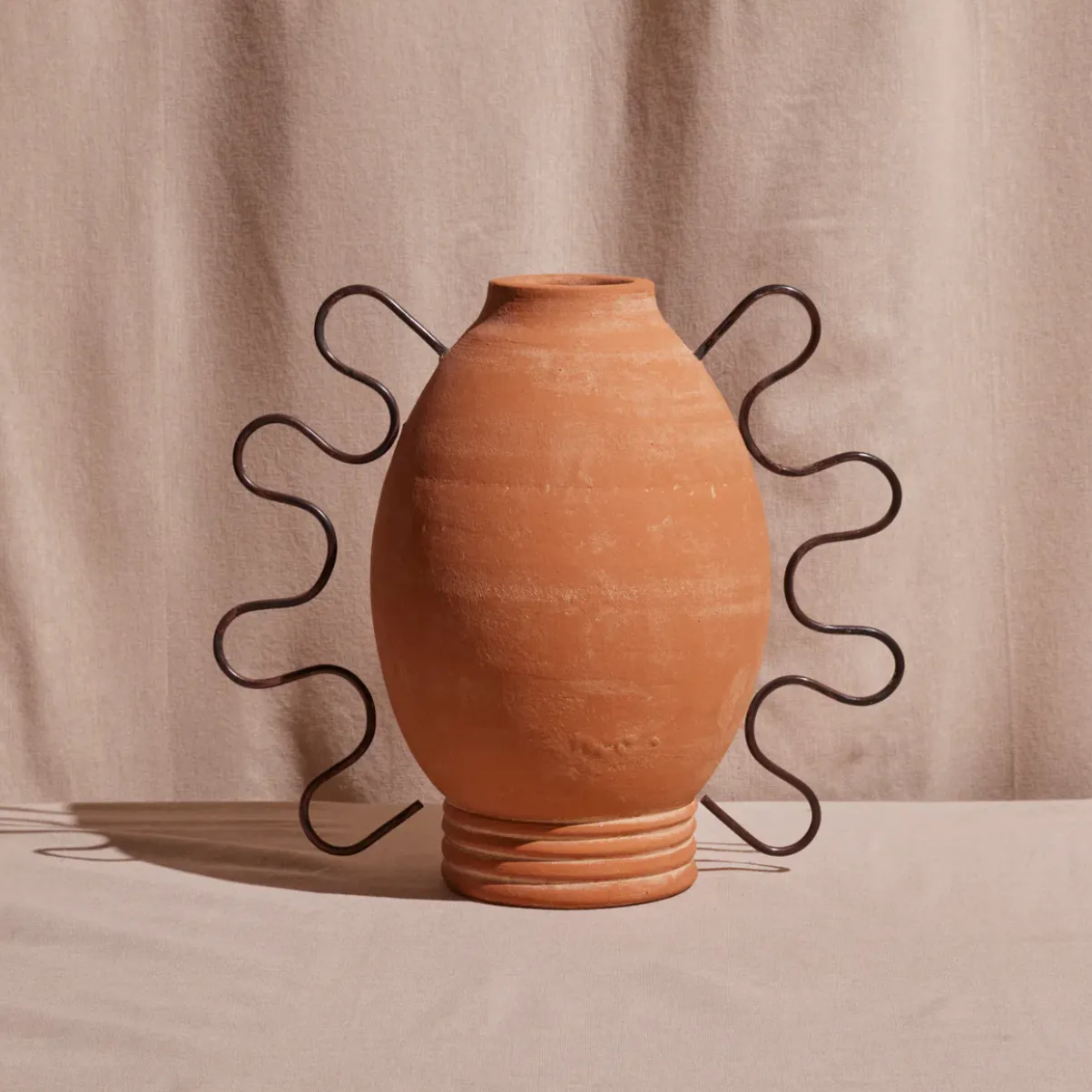 Amanda Handmade Wavy Terracotta Vase