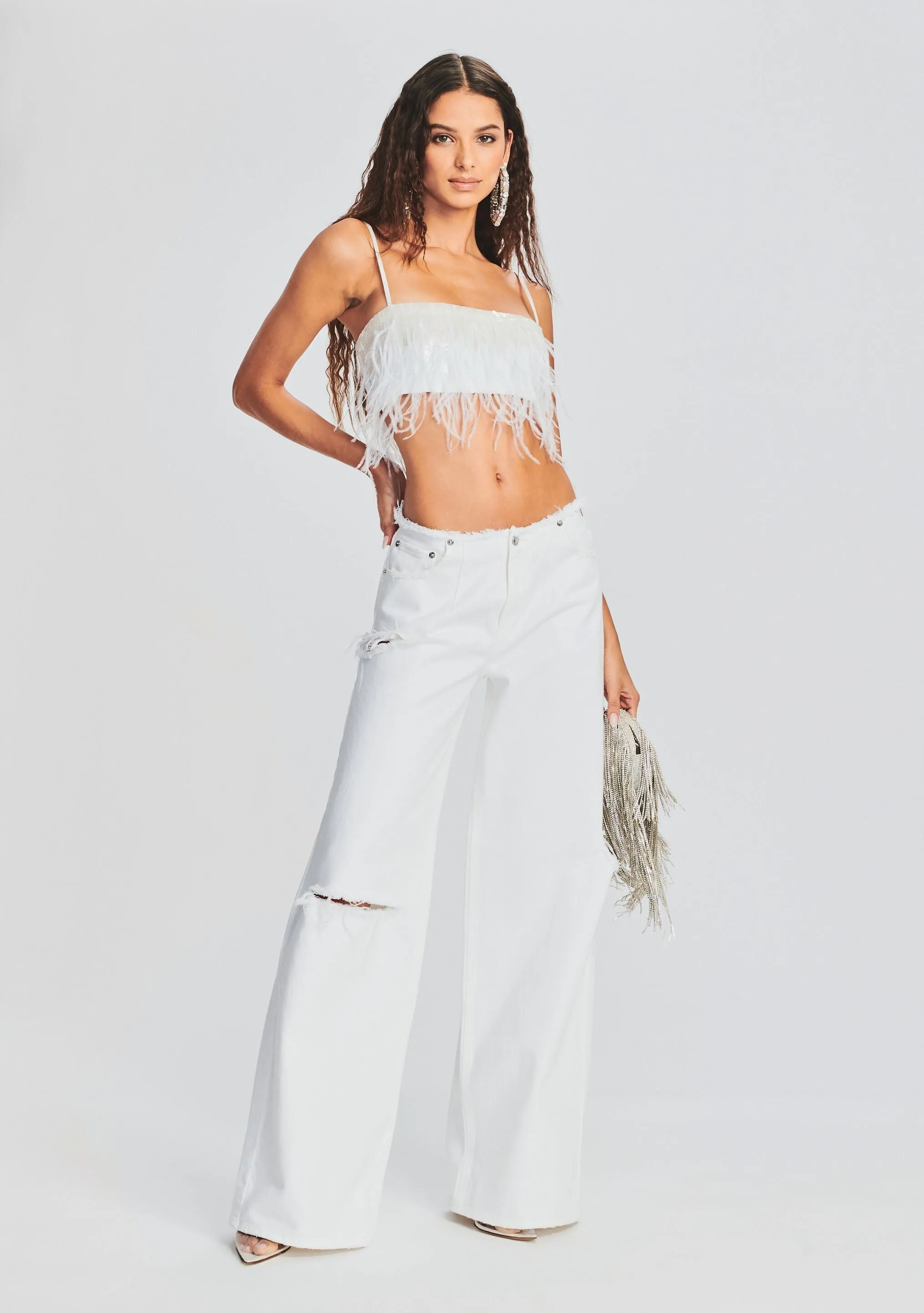 August Feather Sequin Top