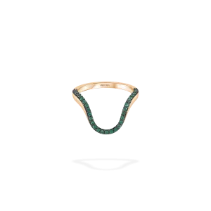 Aura Ring | Half pavé, rose gold & emeralds