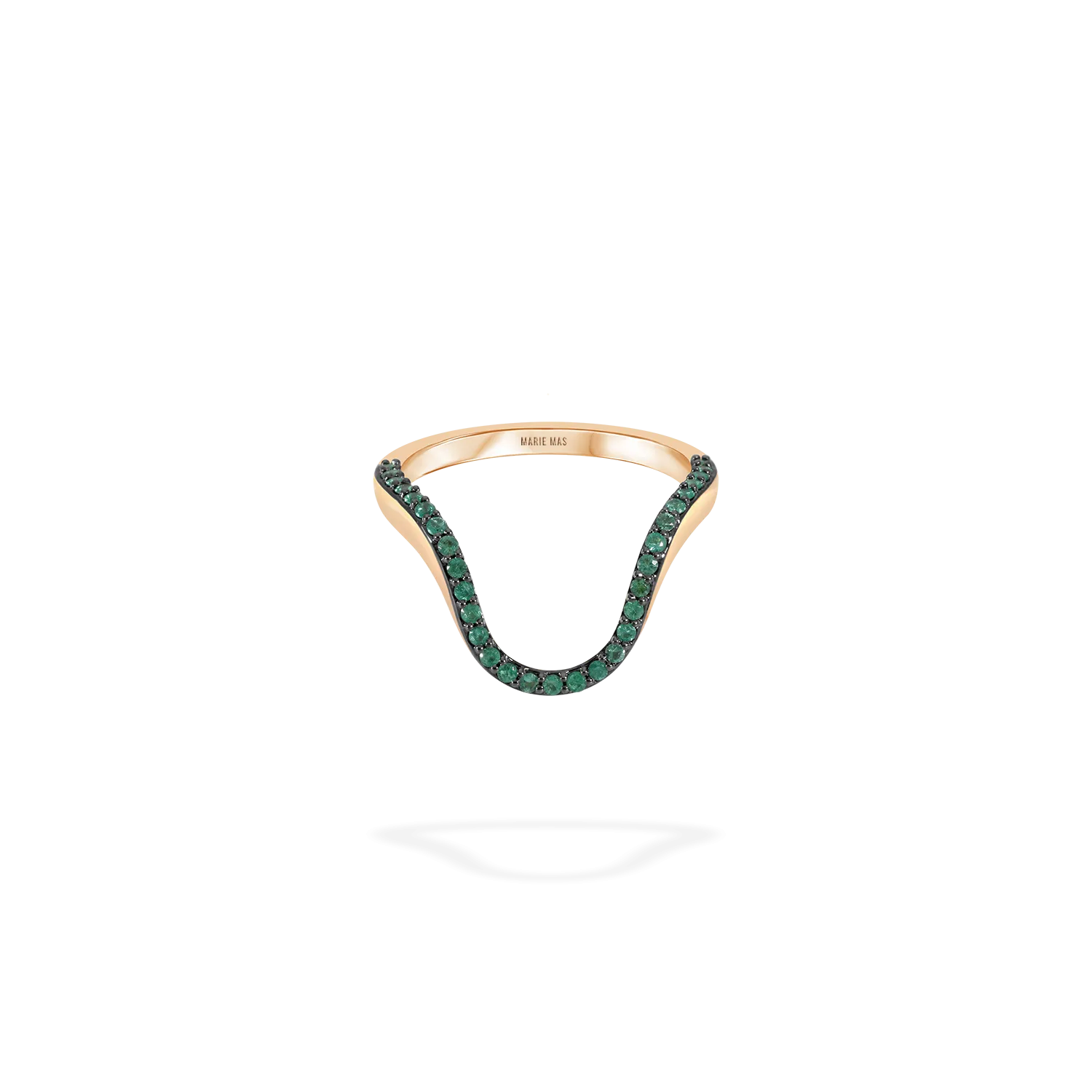 Aura Ring | Half pavé, rose gold & emeralds