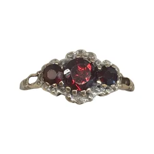 British Garnet Ring With Diamonds