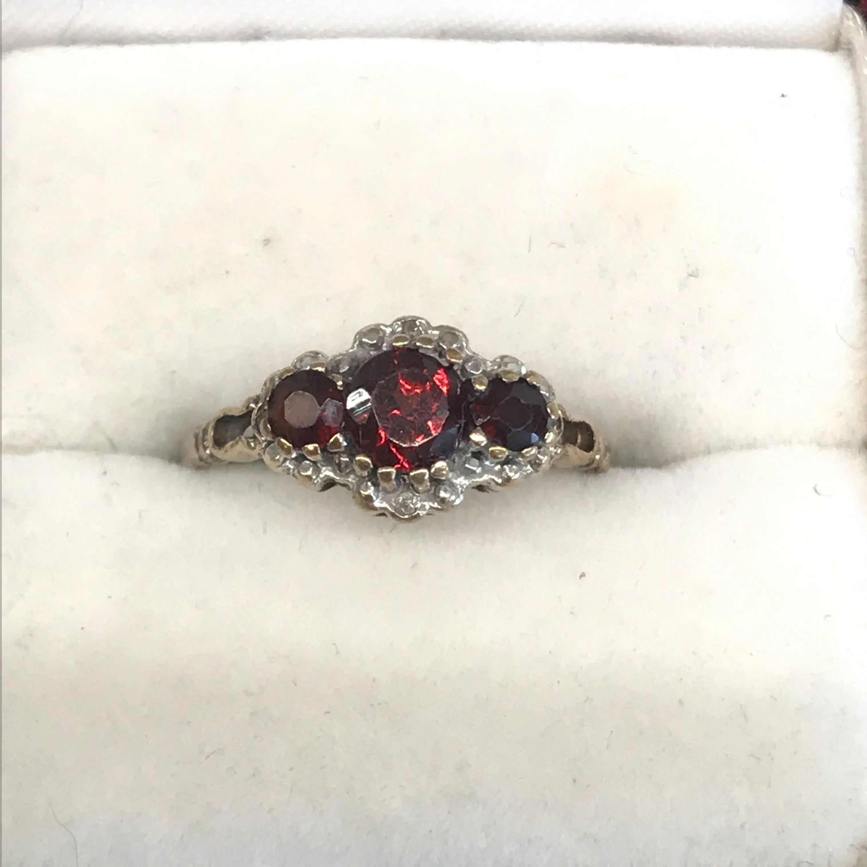 British Garnet Ring With Diamonds