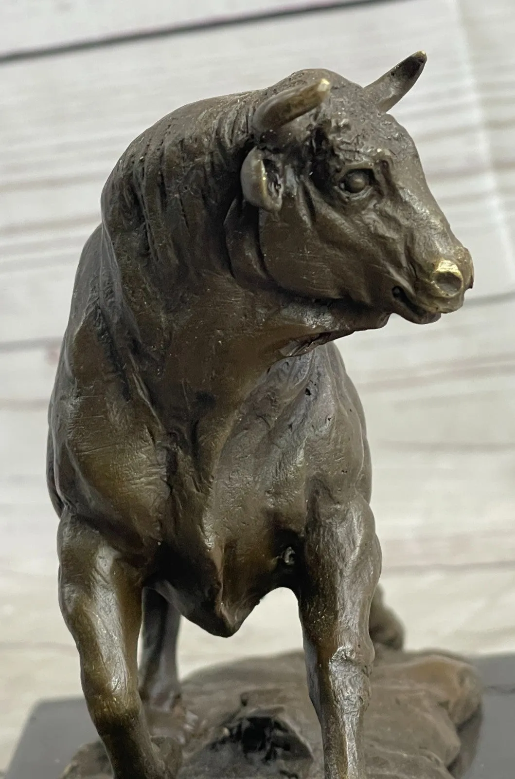 Bronze Abstract Bronze Bull Horns Statue Figurine Sculpture Stock Broker Gift