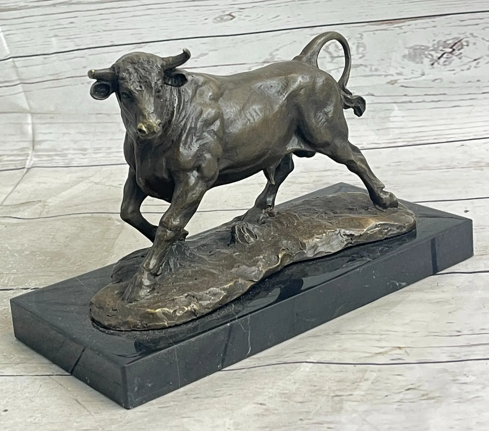 Bronze Abstract Bronze Bull Horns Statue Figurine Sculpture Stock Broker Gift