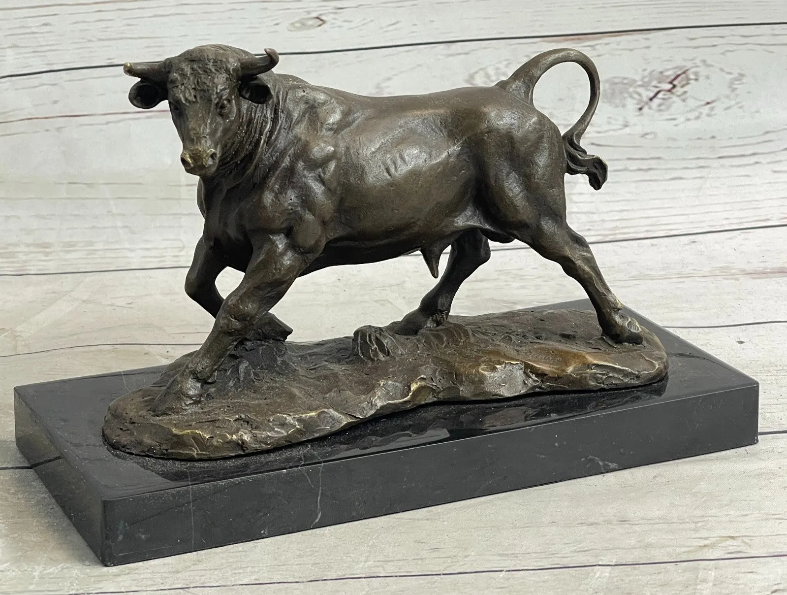 Bronze Abstract Bronze Bull Horns Statue Figurine Sculpture Stock Broker Gift