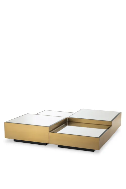 Brushed Brass Mirror Coffee Table Set of 4 | Eichholtz Esposito