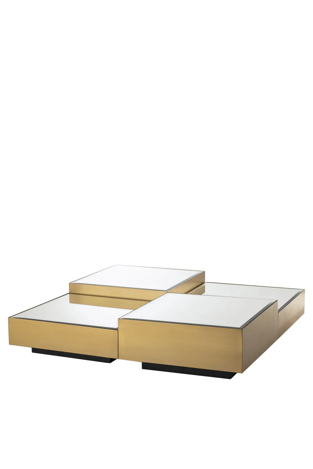 Brushed Brass Mirror Coffee Table Set of 4 | Eichholtz Esposito