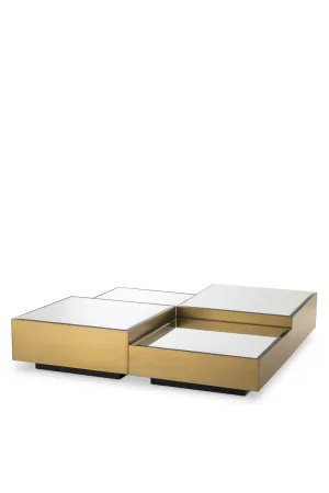 Brushed Brass Mirror Coffee Table Set of 4 | Eichholtz Esposito