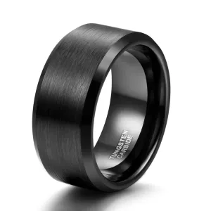 Brushed Tungsten Carbide Black Ring