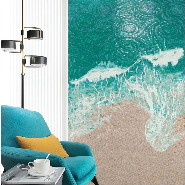 Custom Glass Mosaic Mural Abstract Crystal Water and Beach