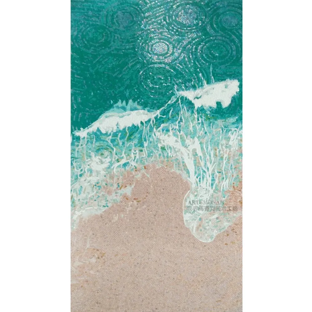 Custom Glass Mosaic Mural Abstract Crystal Water and Beach