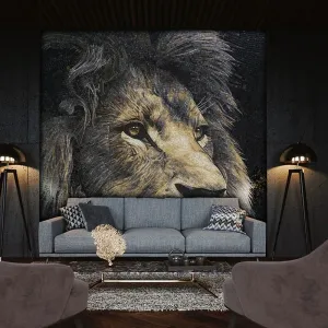 Custom Luxury Glass Mosaic Mural Proud Lion