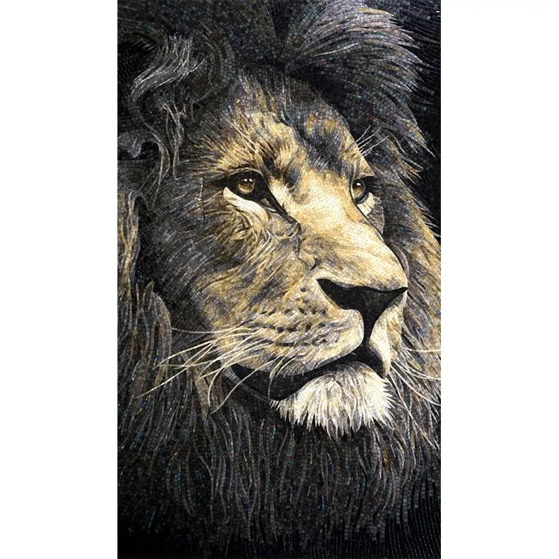 Custom Luxury Glass Mosaic Mural Proud Lion