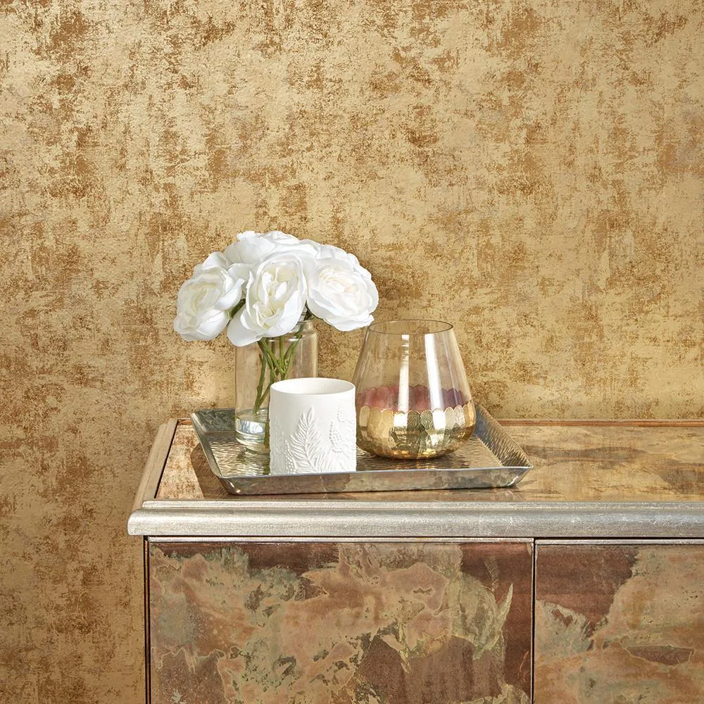 Distressed Gold Leaf Peel and Stick Wallpaper