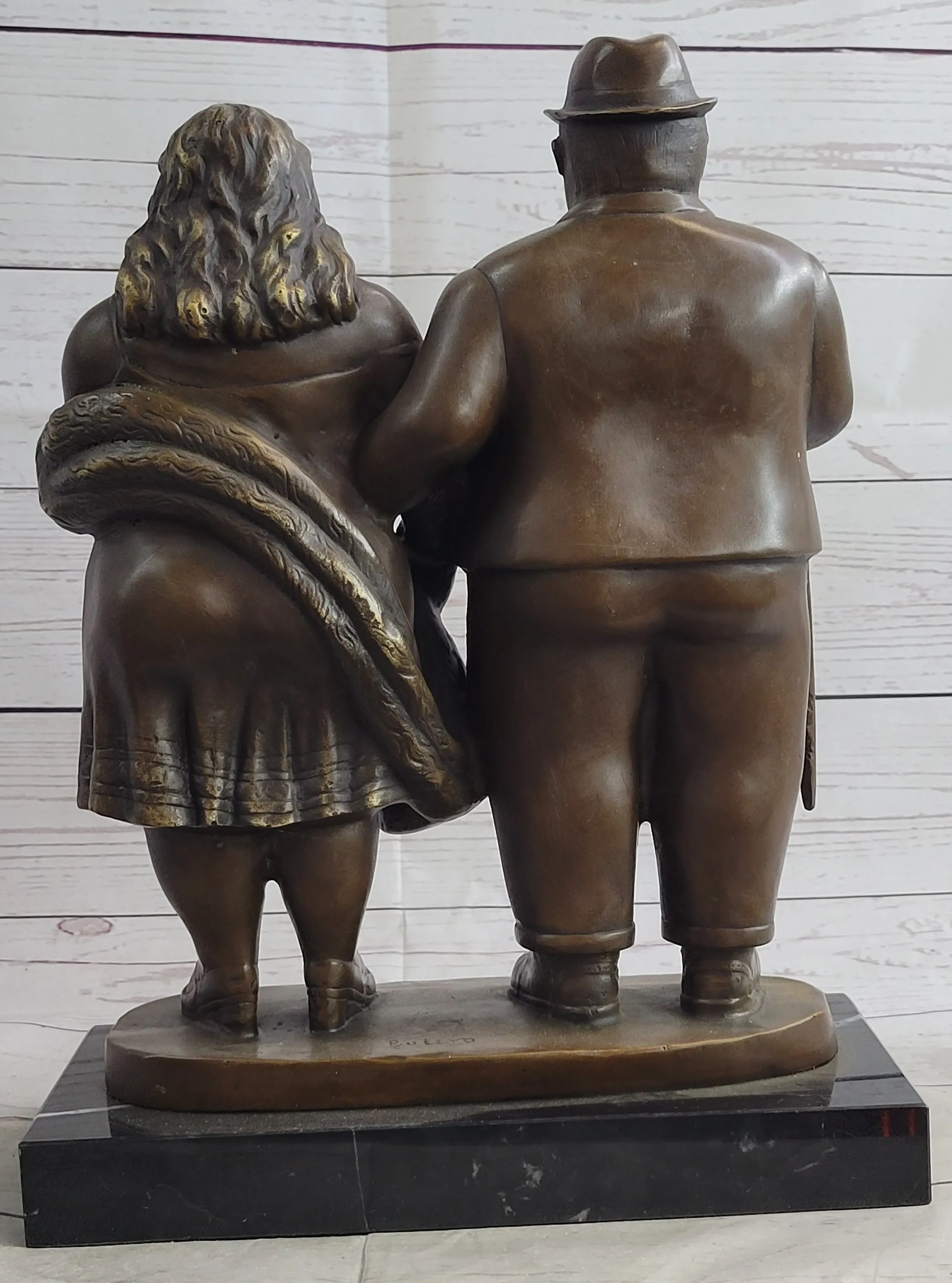 English Couple Bronze Sculpture Museum Quality Classic Artwork by Botero Figurine