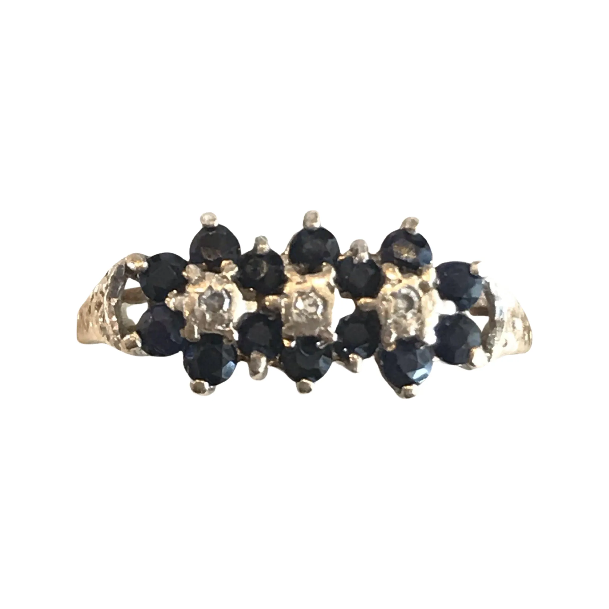 English Vintage Sapphire Ring with Diamonds