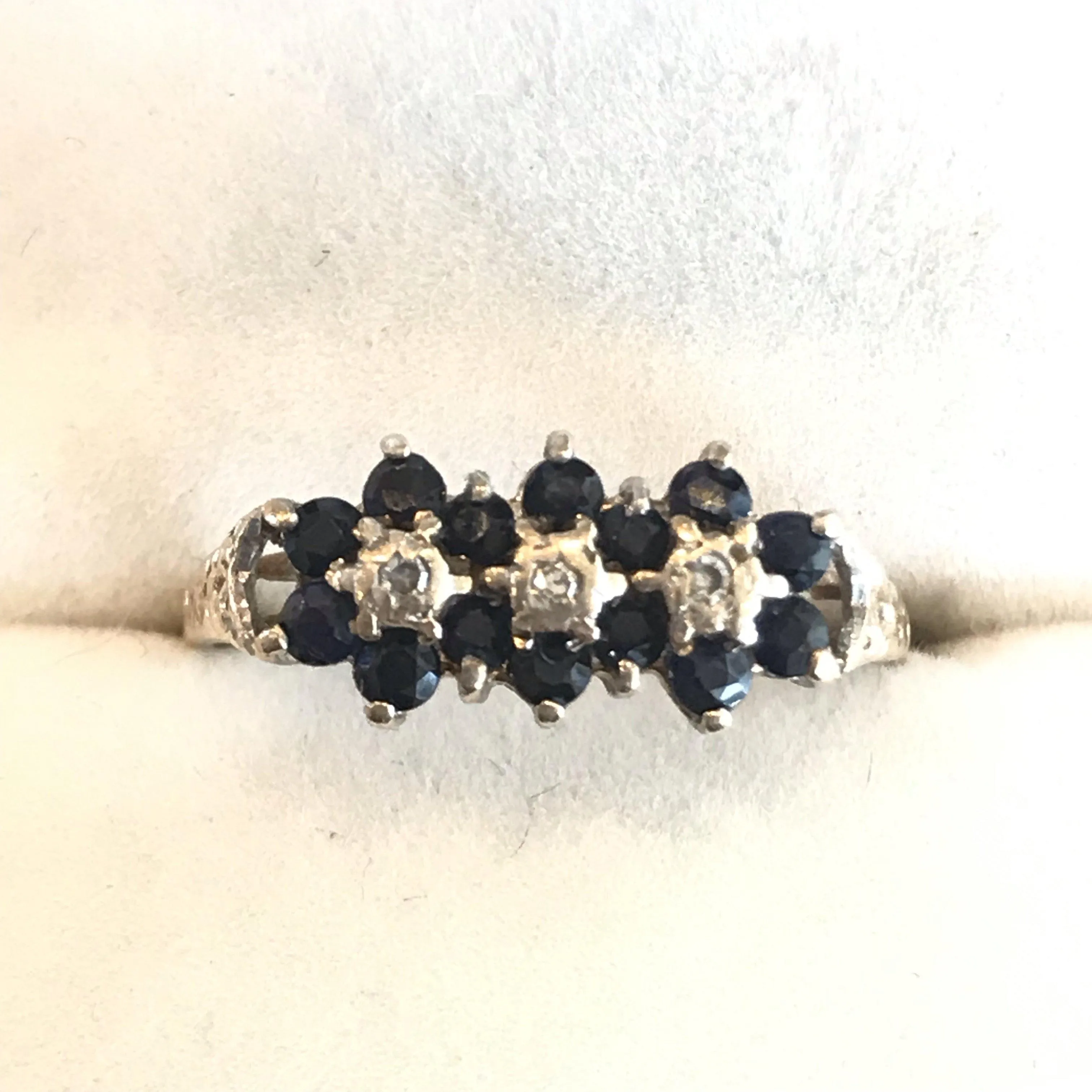 English Vintage Sapphire Ring with Diamonds