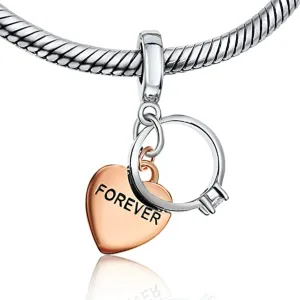 Forever Heart & Ring Dangle Pendant Charm