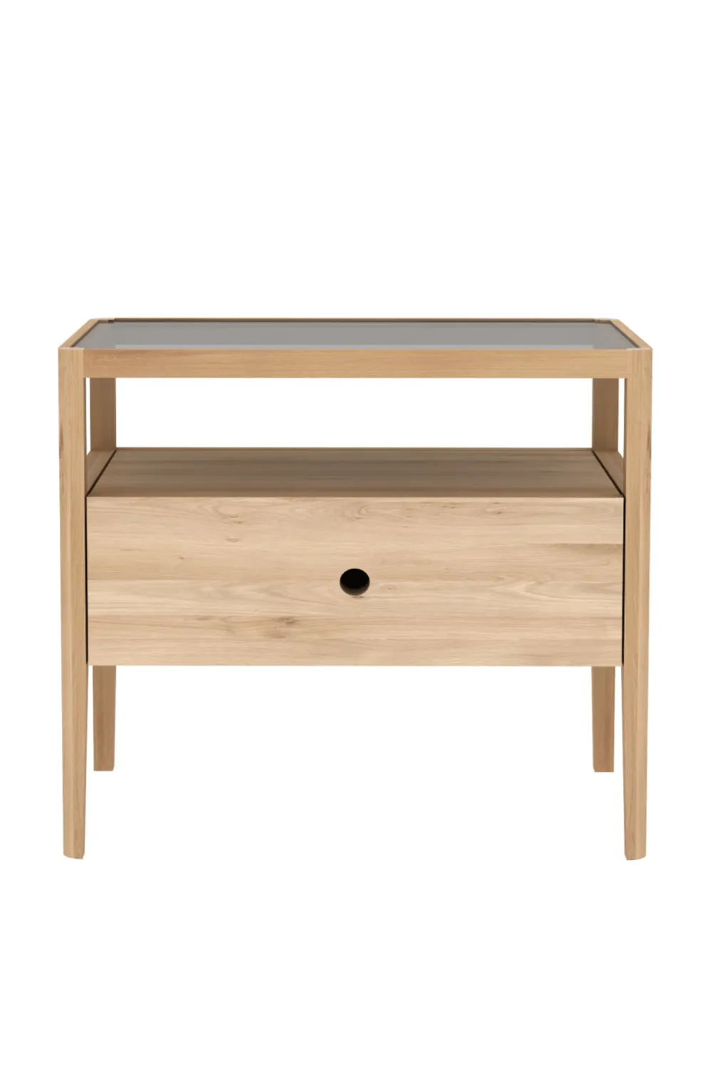 Glass Top Oak Nightstand | Ethnicraft Spindle