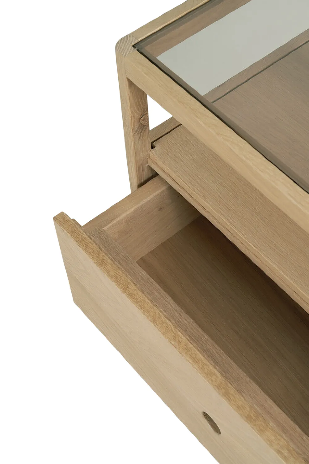 Glass Top Oak Nightstand | Ethnicraft Spindle