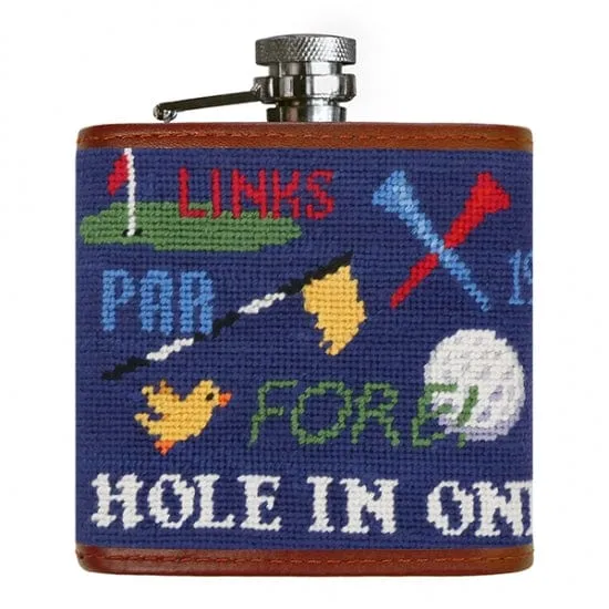 Golfisms Needlepoint Flask