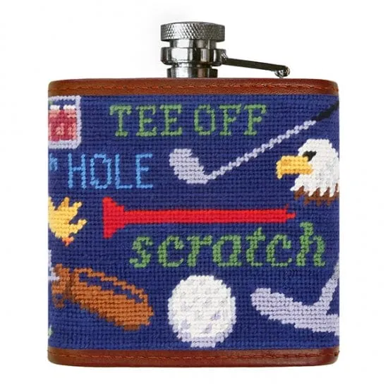 Golfisms Needlepoint Flask