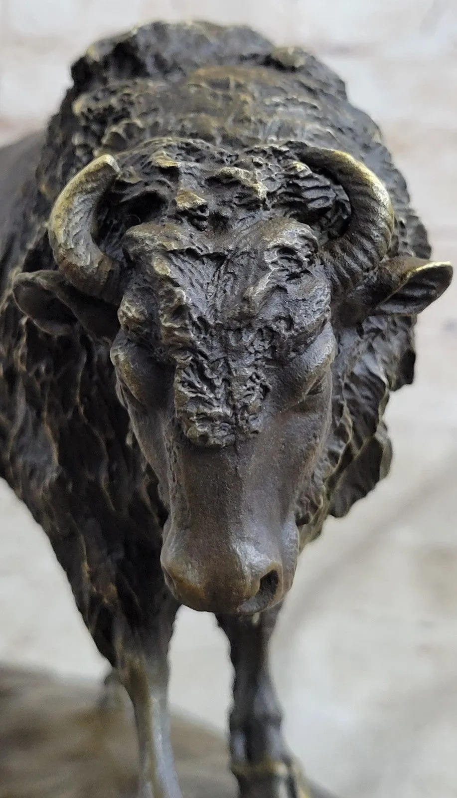 Handcrafted bronze sculpture SALE Marble Artwork Western Bison Buffalo American