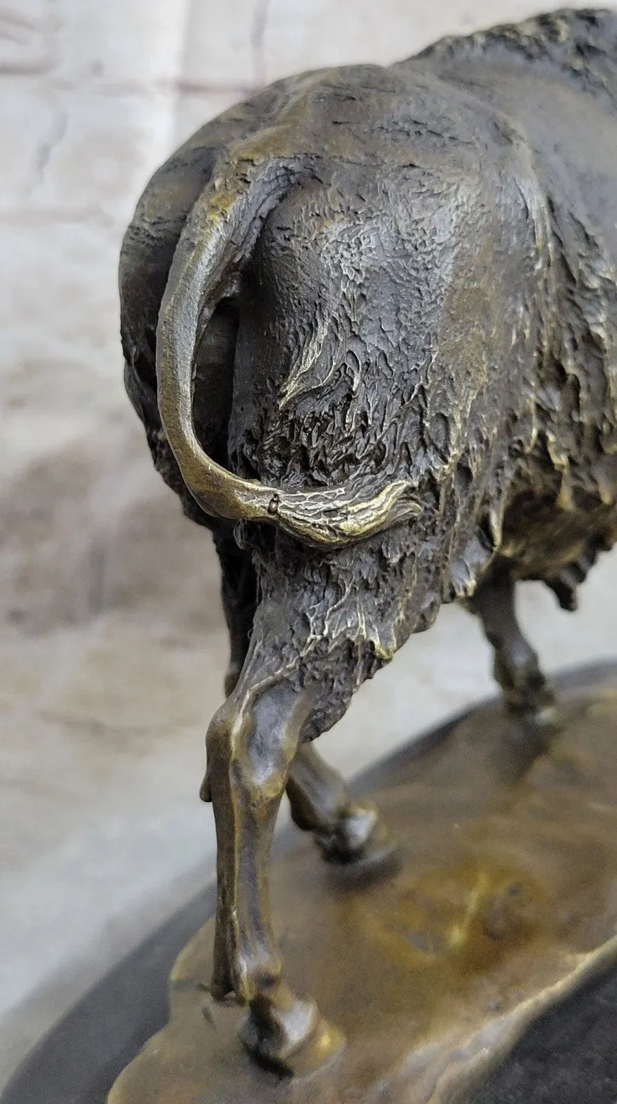 Handcrafted bronze sculpture SALE Marble Artwork Western Bison Buffalo American