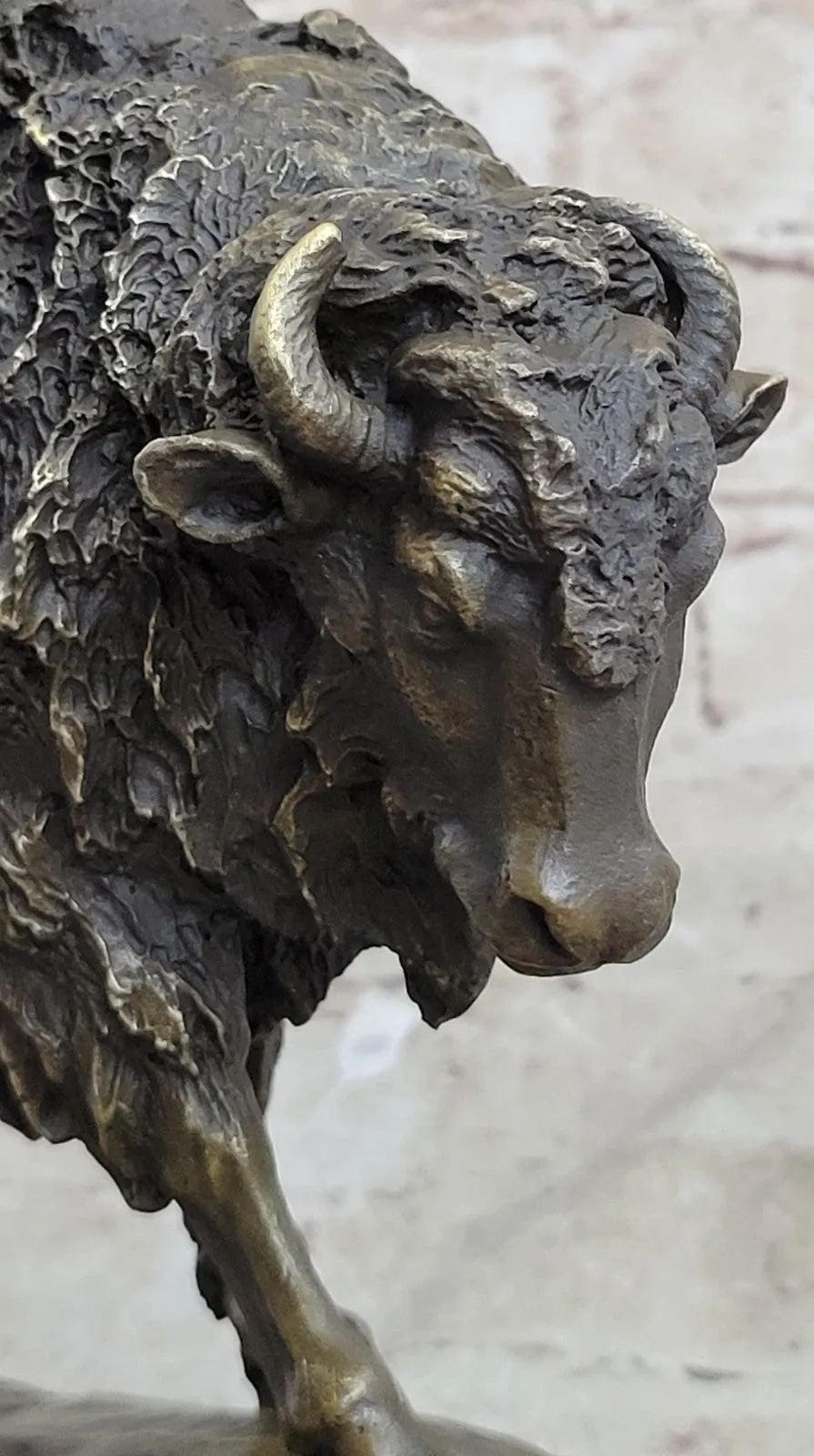 Handcrafted bronze sculpture SALE Marble Artwork Western Bison Buffalo American