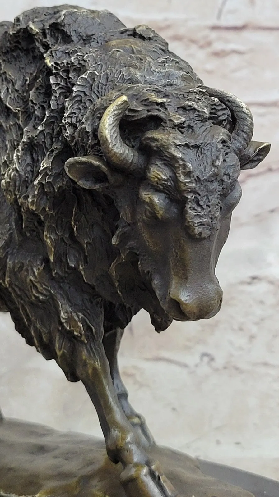 Handcrafted bronze sculpture SALE Marble Artwork Western Bison Buffalo American