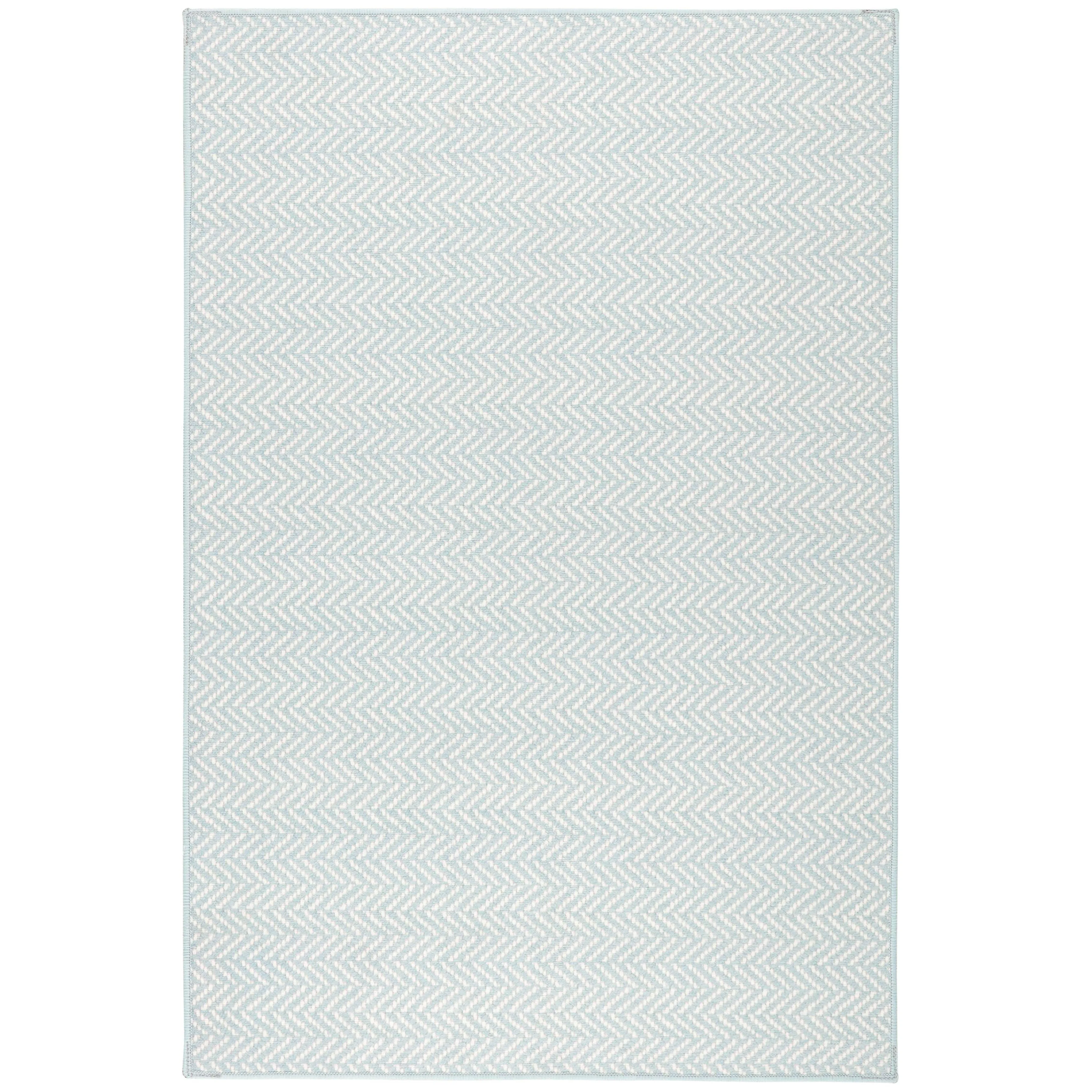 Herringbone Swedish Blue Machine Washable Rug