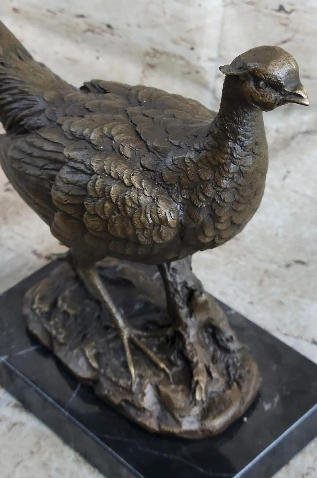 Impressive Large 12.5" Vintage Austrian Cold Painted Bronze Pheasant Bird Vienna