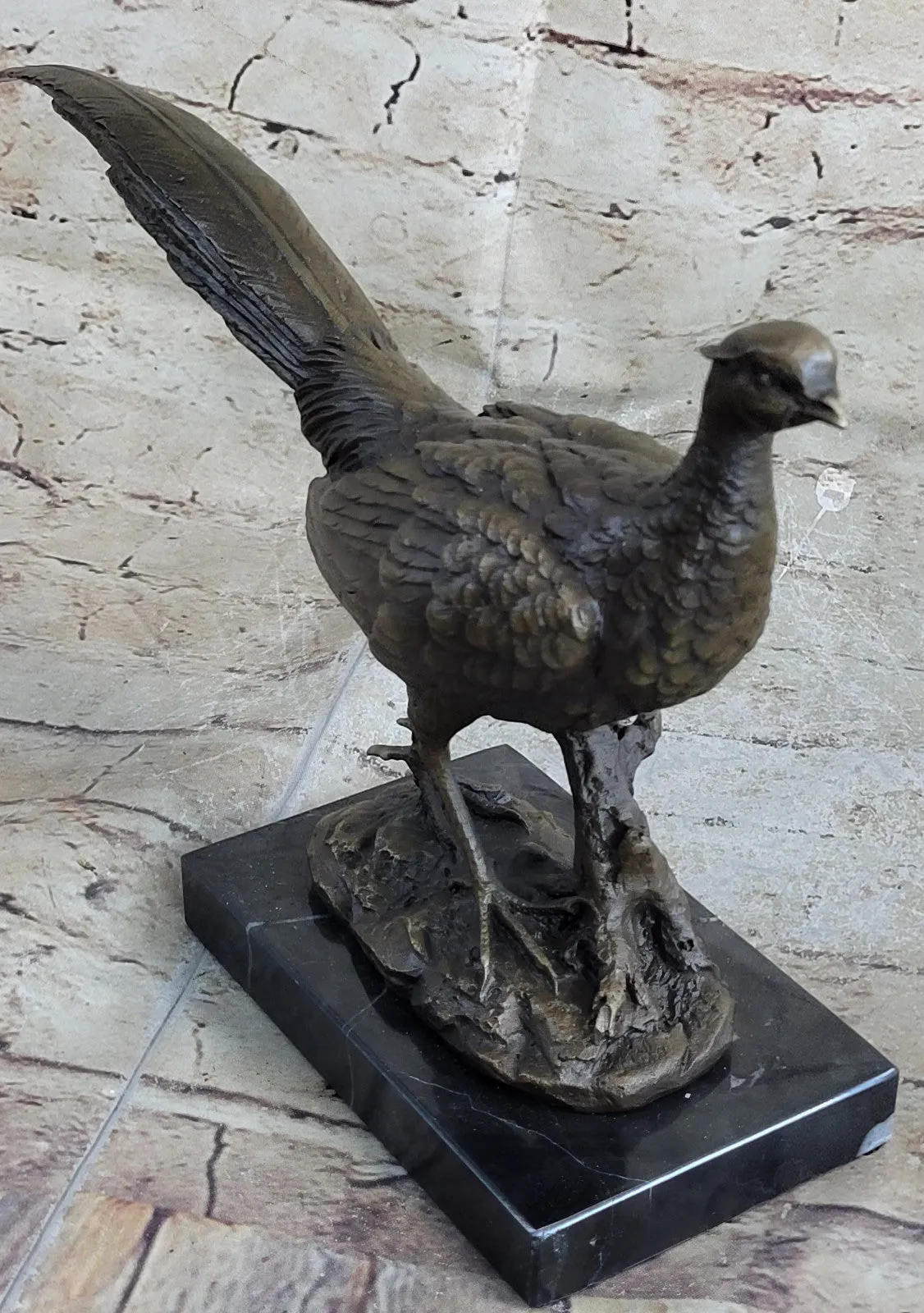 Impressive Large 12.5" Vintage Austrian Cold Painted Bronze Pheasant Bird Vienna