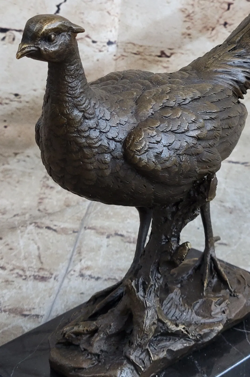 Impressive Large 12.5" Vintage Austrian Cold Painted Bronze Pheasant Bird Vienna