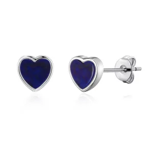 Lapis Heart Stud Earrings