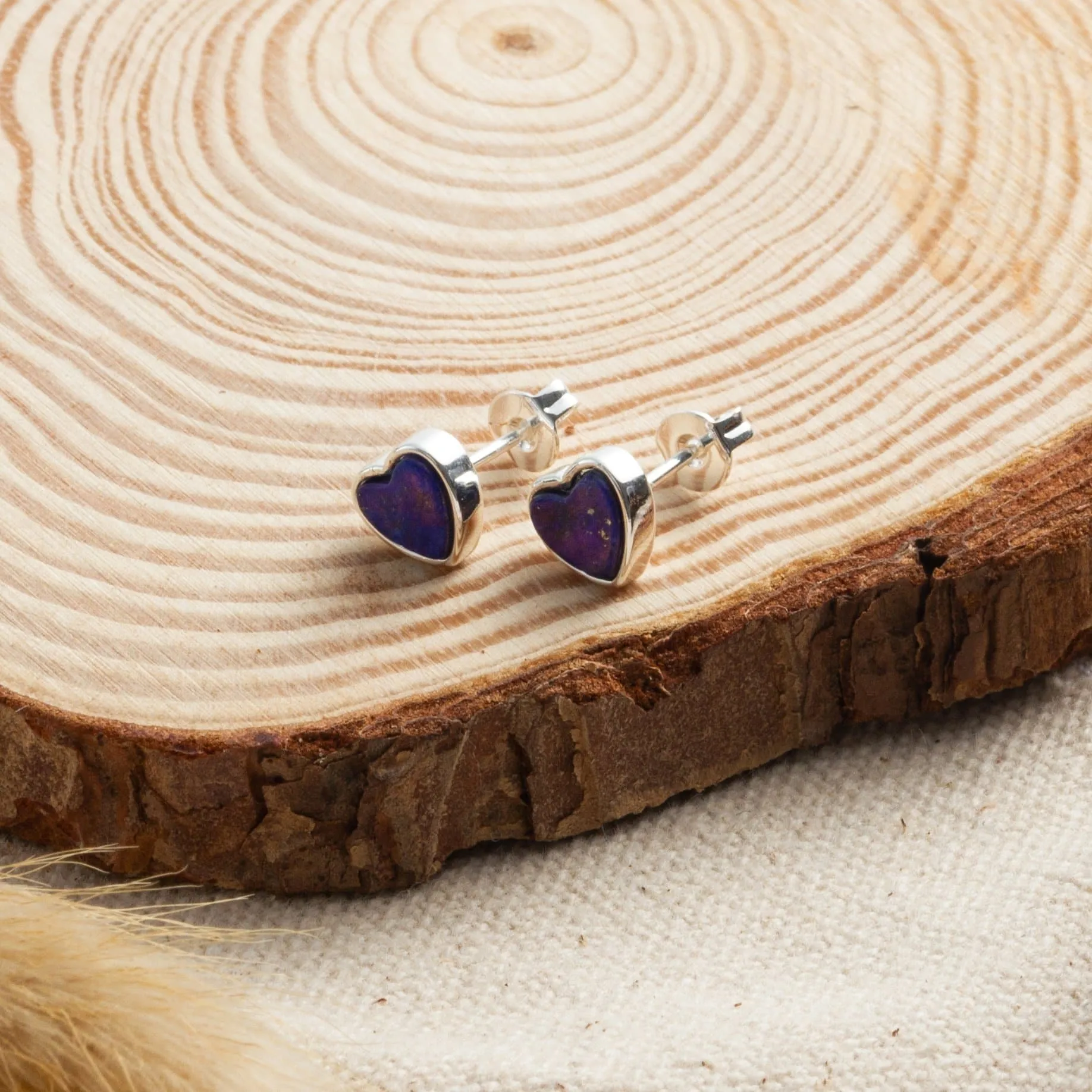 Lapis Heart Stud Earrings