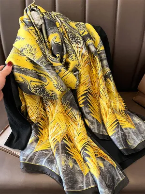 Leaves Print Sun Protection Shawl&Scarf