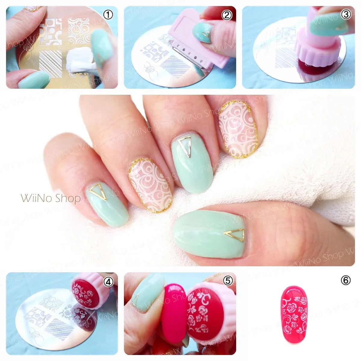 Lip Nail Art Stamping Plate Template LO02