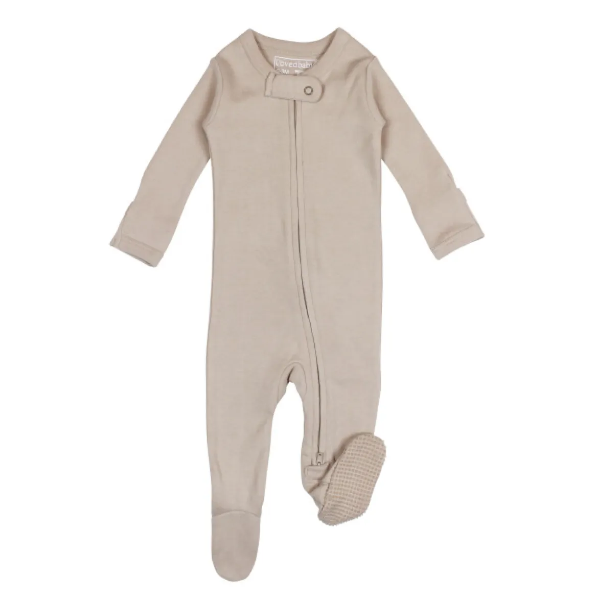 L'oved Baby - Organic Zipper Footie in Oatmeal (Premie/NB)