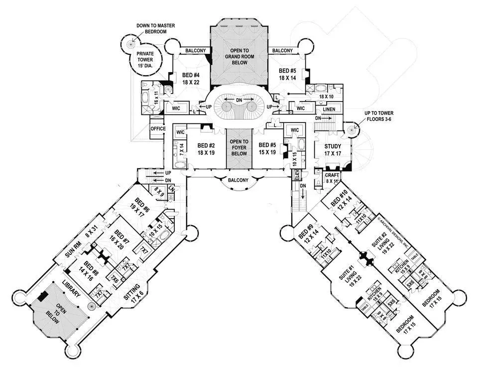 Luxurios 21, 095 sq. ft. sophistication with this modern-day castle house plan!